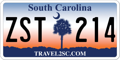 SC license plate ZST214