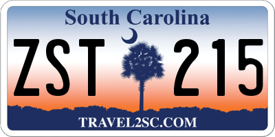 SC license plate ZST215