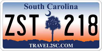 SC license plate ZST218