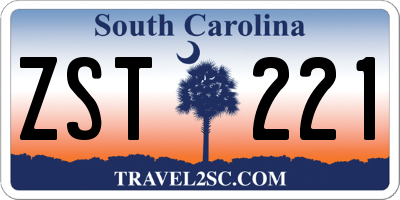 SC license plate ZST221