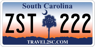 SC license plate ZST222