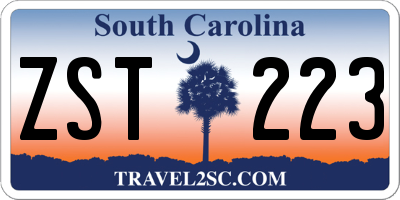 SC license plate ZST223