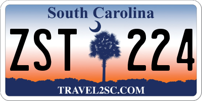 SC license plate ZST224