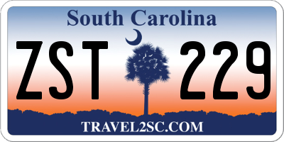 SC license plate ZST229