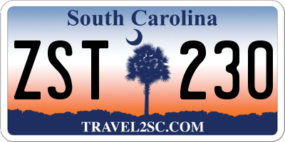 SC license plate ZST230
