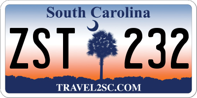 SC license plate ZST232