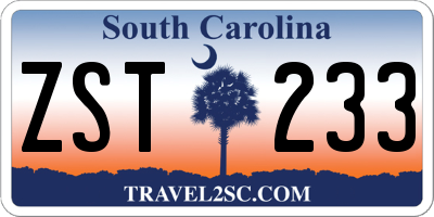 SC license plate ZST233