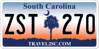 SC license plate ZST270