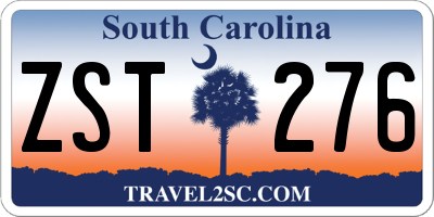 SC license plate ZST276