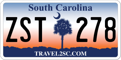 SC license plate ZST278