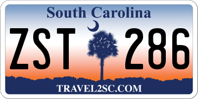 SC license plate ZST286