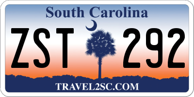 SC license plate ZST292