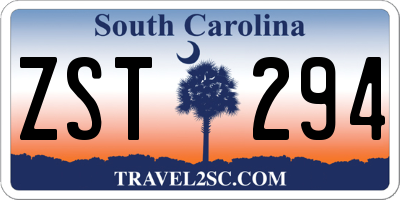 SC license plate ZST294