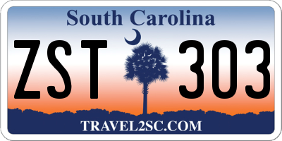 SC license plate ZST303