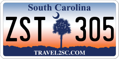 SC license plate ZST305