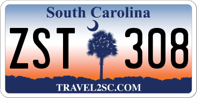 SC license plate ZST308