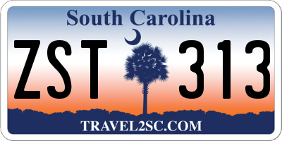SC license plate ZST313