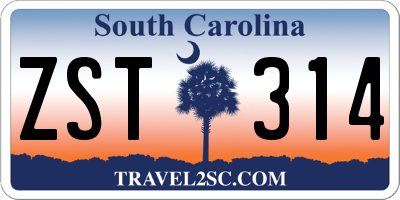 SC license plate ZST314