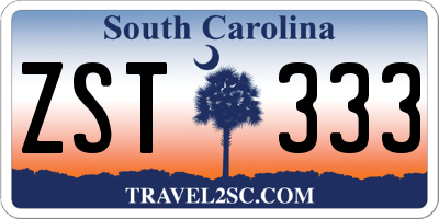 SC license plate ZST333