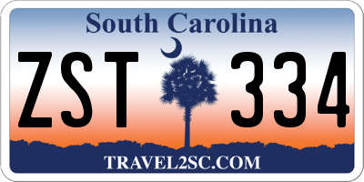 SC license plate ZST334