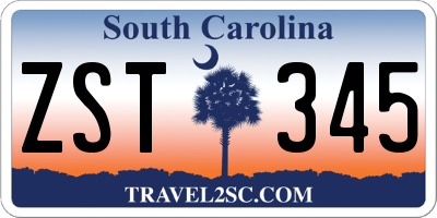 SC license plate ZST345