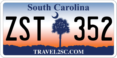 SC license plate ZST352