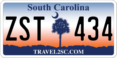 SC license plate ZST434