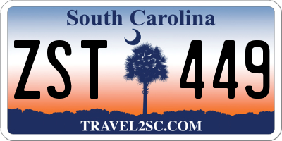 SC license plate ZST449