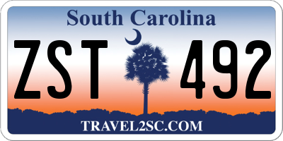 SC license plate ZST492
