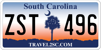 SC license plate ZST496