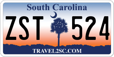 SC license plate ZST524