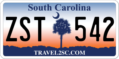 SC license plate ZST542