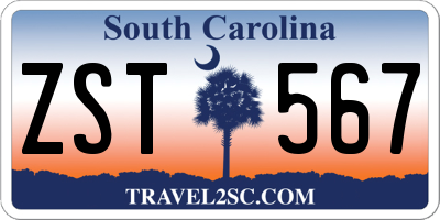 SC license plate ZST567