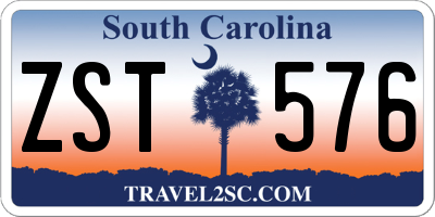 SC license plate ZST576