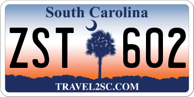 SC license plate ZST602