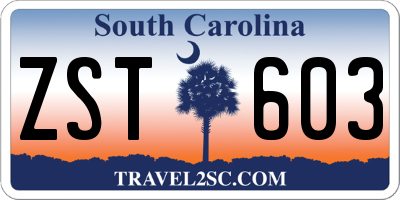 SC license plate ZST603