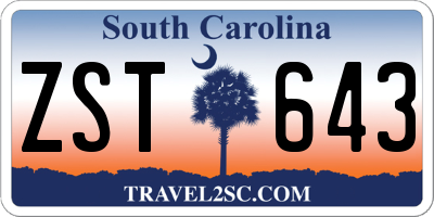 SC license plate ZST643