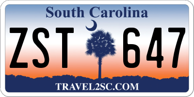 SC license plate ZST647
