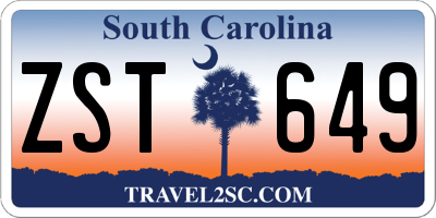 SC license plate ZST649
