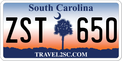 SC license plate ZST650