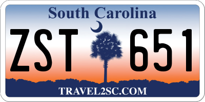 SC license plate ZST651