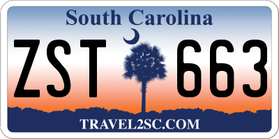 SC license plate ZST663