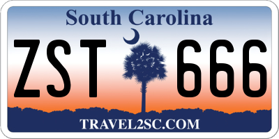 SC license plate ZST666