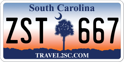 SC license plate ZST667