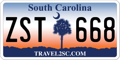 SC license plate ZST668