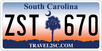 SC license plate ZST670