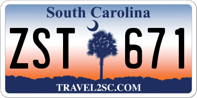 SC license plate ZST671