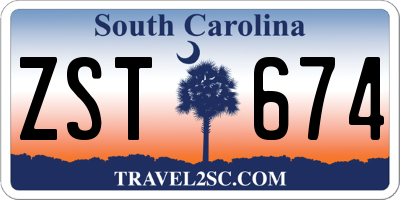 SC license plate ZST674