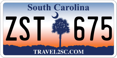 SC license plate ZST675