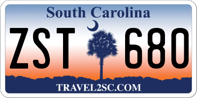 SC license plate ZST680